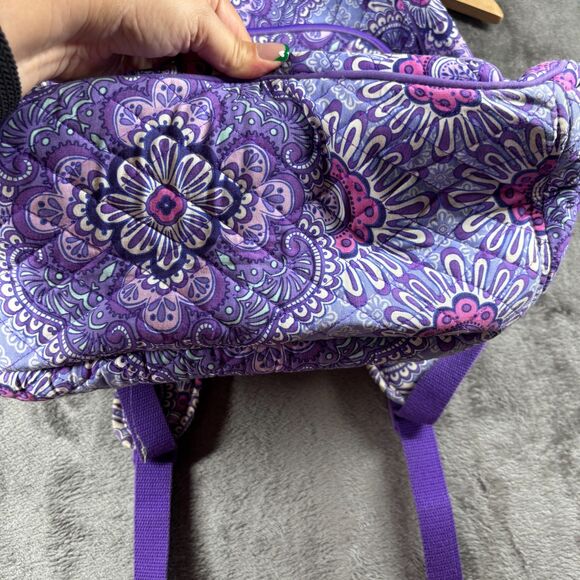 Vera Bradley Campus Tech Backpack Purple Tapestry Bag Bookbag Retired Full Size - Picture 9 of 11